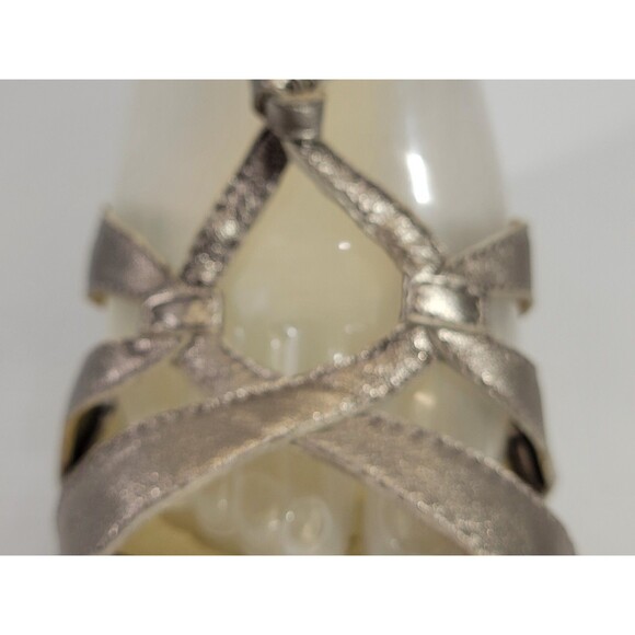 HHP Women's Size 8.5 Seychelles Silver Leather Strappy Wedge Heels Shoes Pumps‎ - Picture 6 of 11